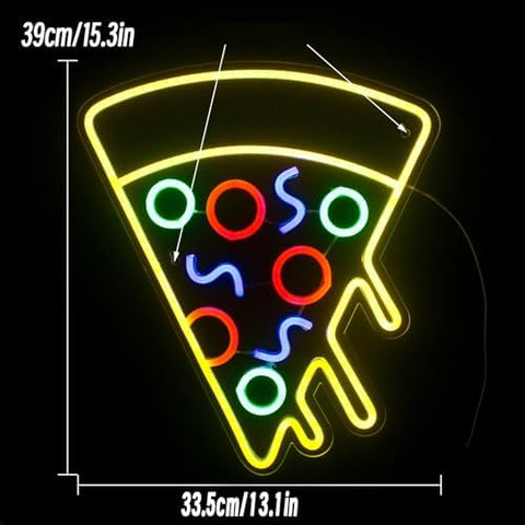 Pizza Neon Light Acrylic Led Sign Food Shape Neon Signs for Wall Yellow Led Pizza Neon Light Sign for Bedroom Restaurant Kitchen Party Decoration