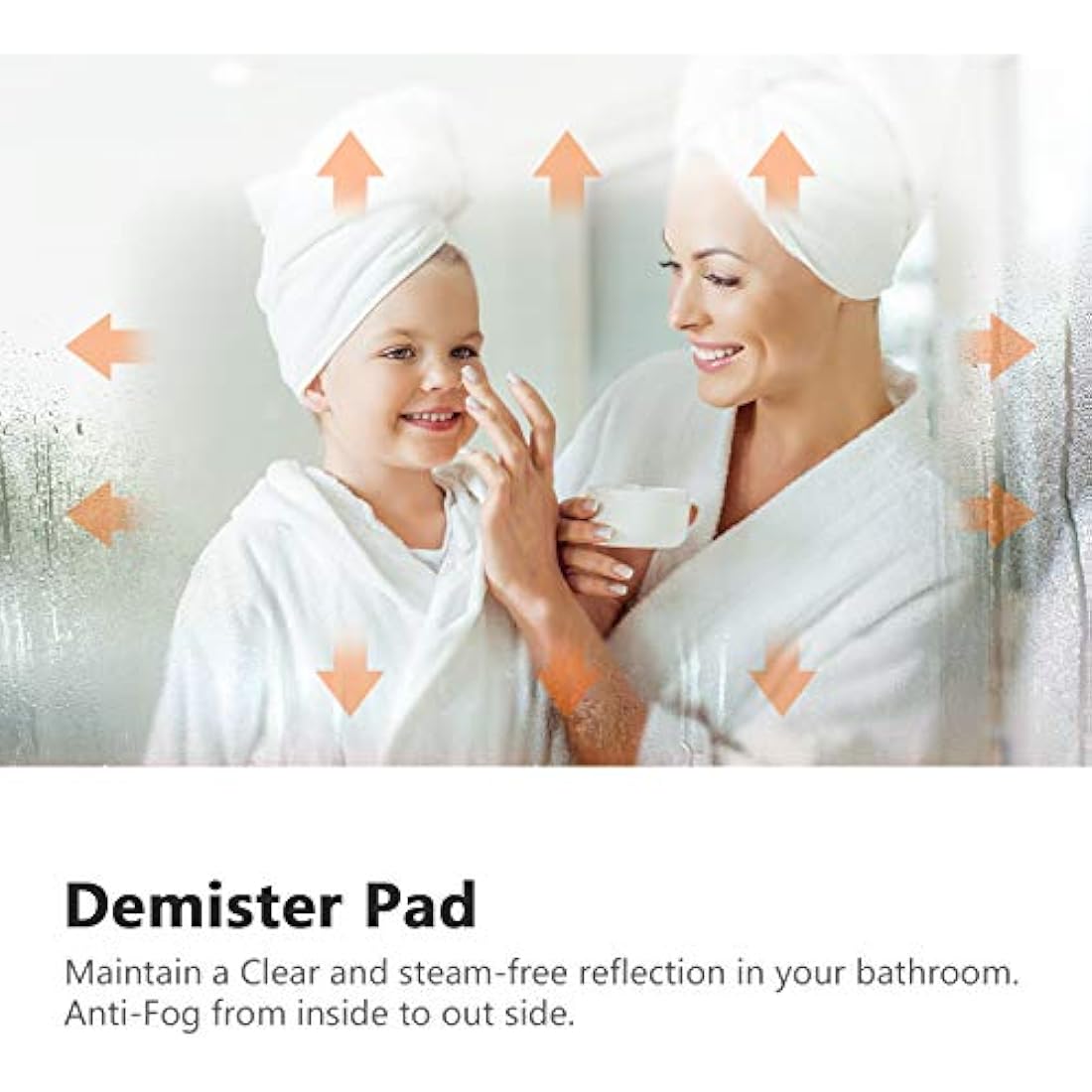 EMKE 450 X 600 mm Backlit Illuminated Bluetooth Bathroom Mirror with Shaver Socket, Wall Mounted Multifunction Bathroom Vanity Mirror with LED Lights and Demister Pad, Energy-Saving LED Smart Mirrors