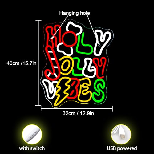 ineonlife Christmas Ambiance Neon Sign for Wall Decor, Dimmable Festive Led Signs USB Powered Neon Lights for Merry Christmas Party Living Room Pub