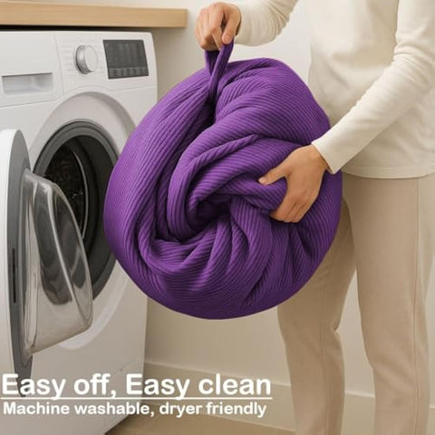 Nobildonna Bean Bag Chair Cover (No Filler) for Kids and Adults. Extra Large 300L Bean Bag Stuffed Animal Storage Washable Soft Premium Corduroy Stuffed Plush Toys Bean Bag Cover (Ultra Violet)