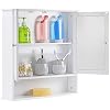 Taylor & Brown Maine White Double Mirrored Door Bathroom Cabinet with Storage Shelf Bathroom Home Furniture Decorative