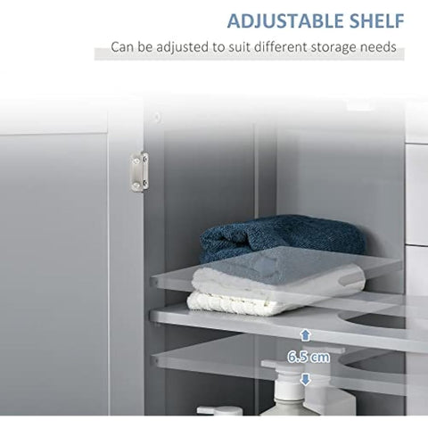 kleankin 60x60cm Under-Sink Storage Cabinet w/Adjustable Shelf Handles Drain Hole Bathroom Cabinet Space Saver Organizer Grey