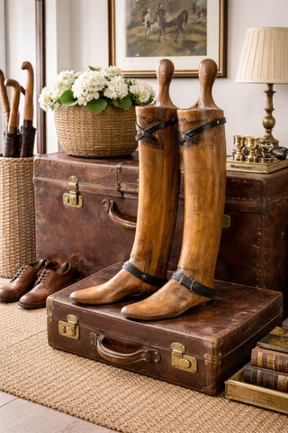 Antique English Beech Boot Trees Stretchers - Maxwell 8 Dover Street London