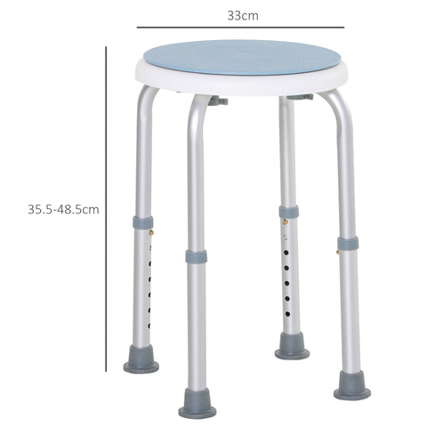 HOMCOM 360° Swivel Shower Chair, Height Adjustable Aluminium Shower Stool with Non-Slip Feet for Disabled, Elderly, Blue