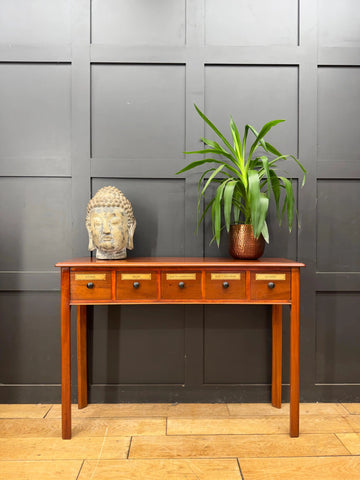 Vintage Mahogany Apothecary Style Five Drawer Console Hall Table Sideboard
