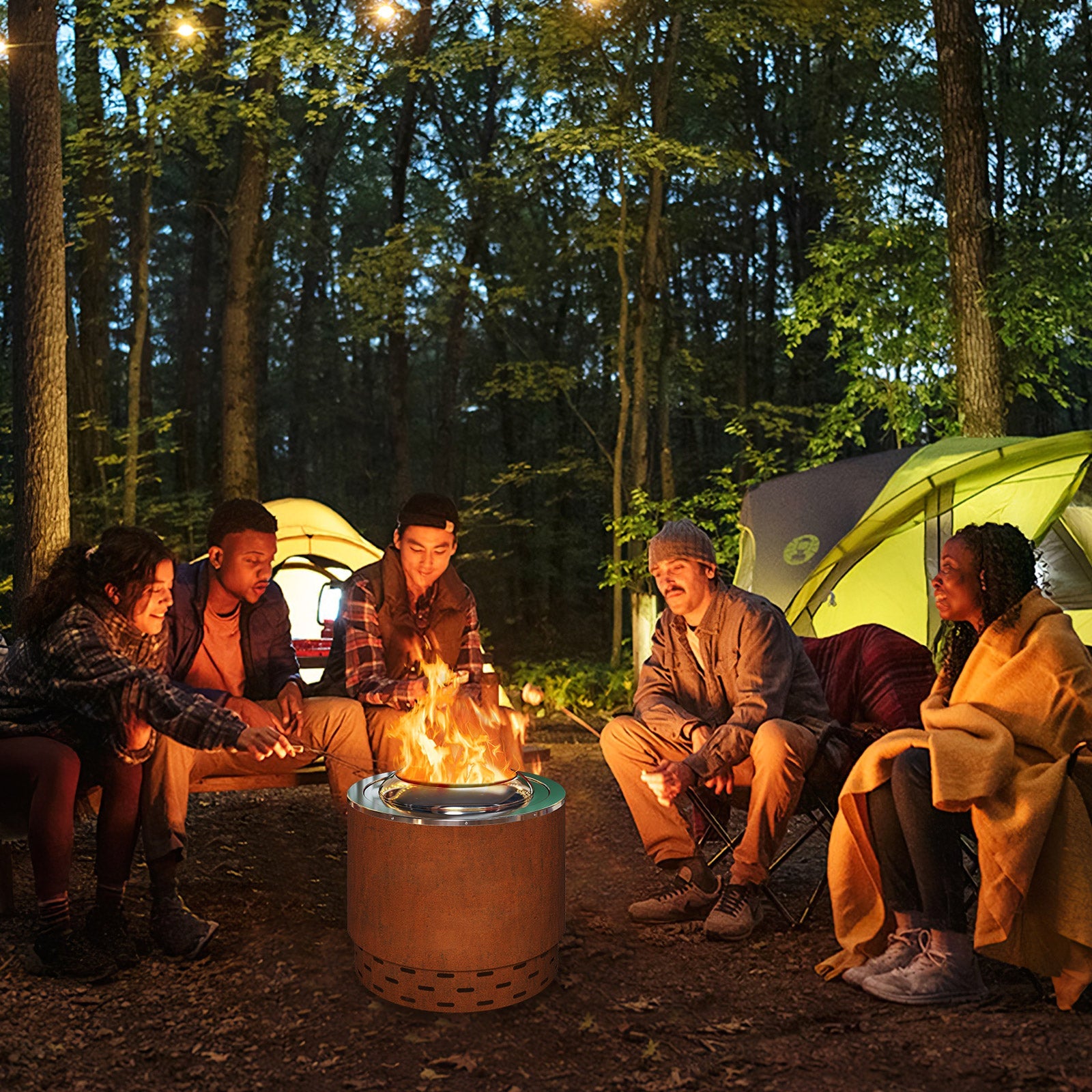 49cm Smokeless Stainless Steel Fire Pit with Weathering Steel Shell