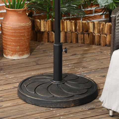 Outsunny 18kg Resin Garden Parasol Base, Round Outdoor Market Umbrella Stand Weight for Poles of \'ce\'a638mm to \'ce\'a648mm, Bronze