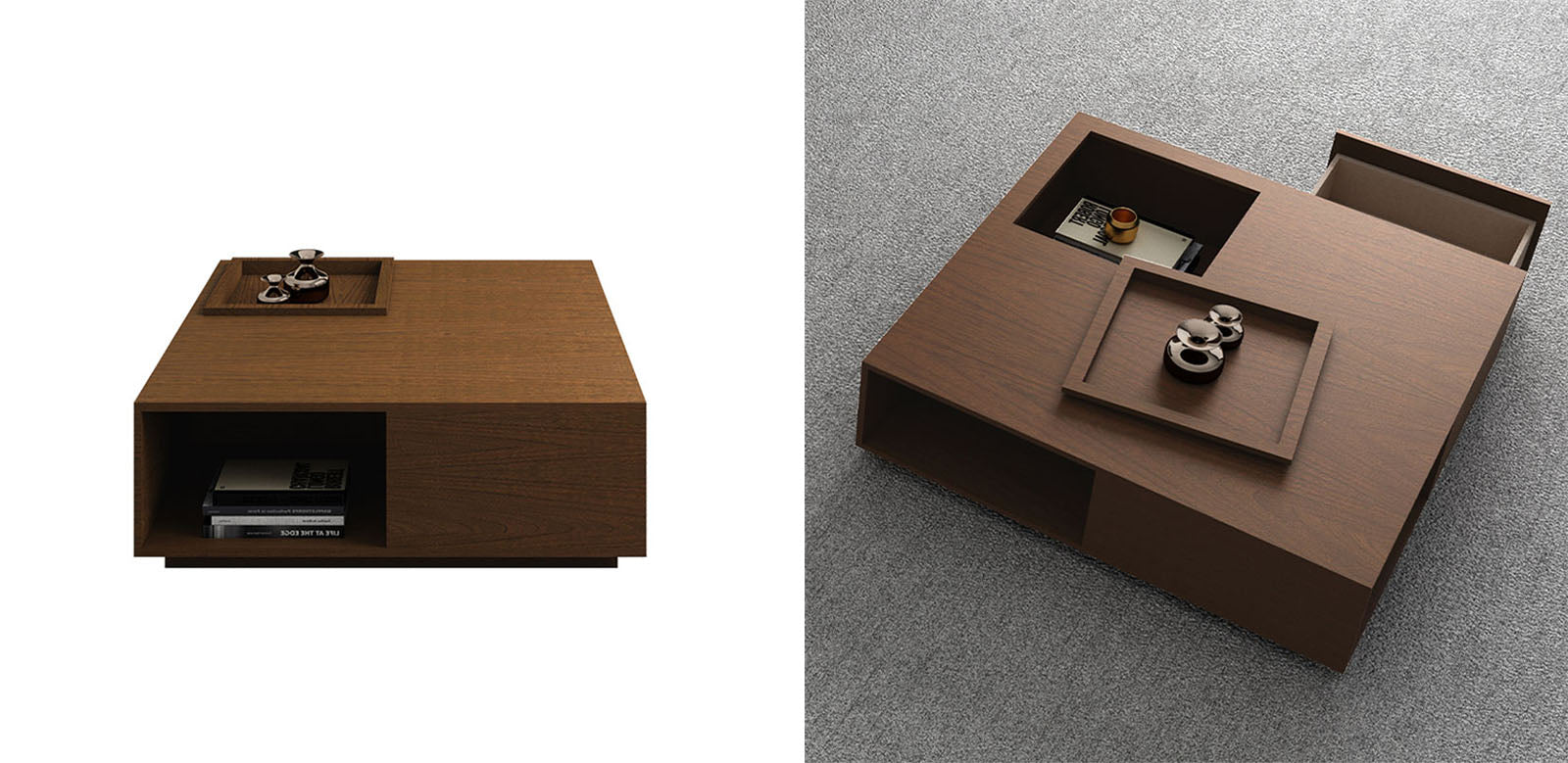 Rexana Coffee Table With Drawer, Walnut