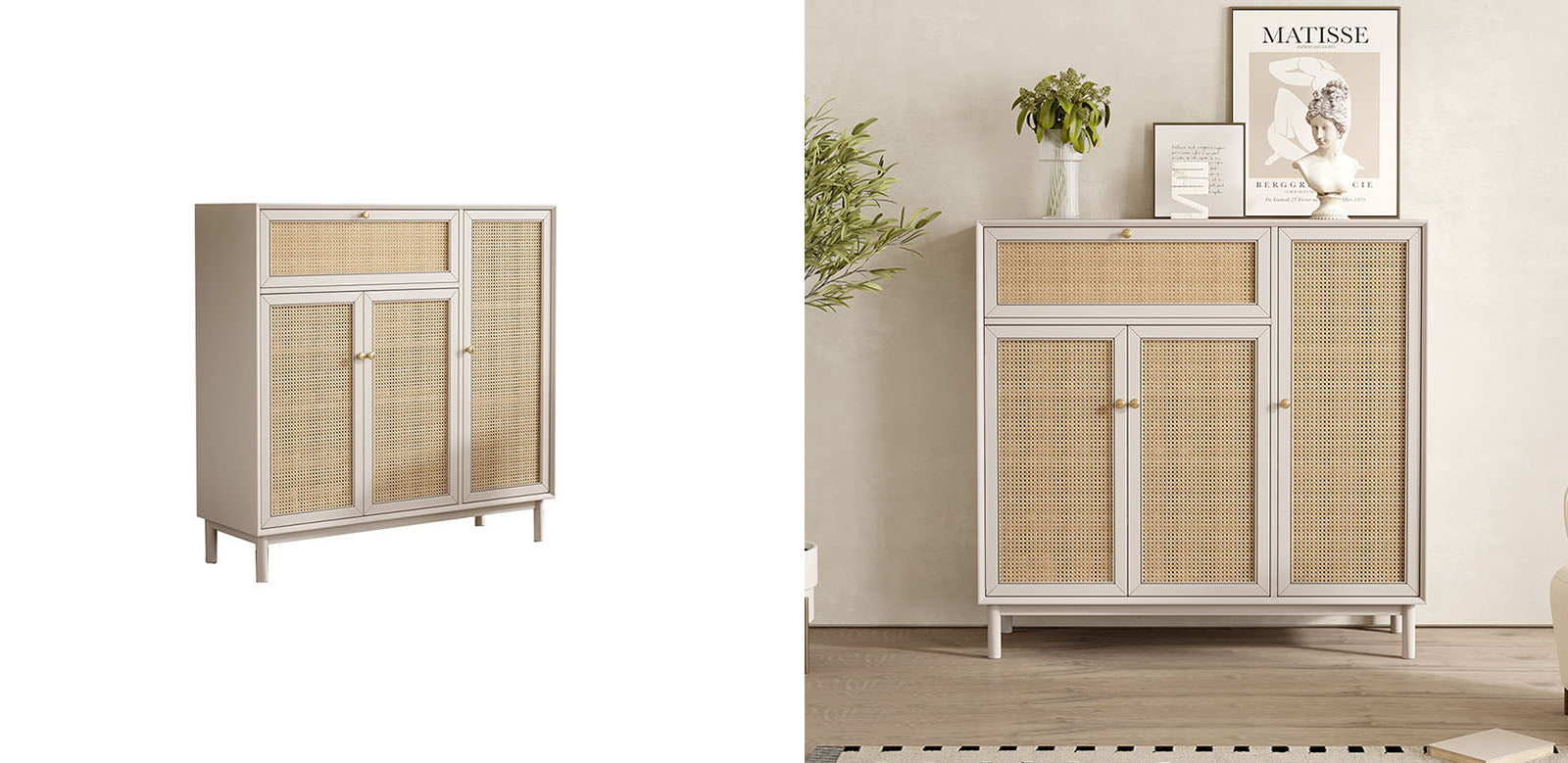 Dederick Rattan Shoe Storage With Drawer