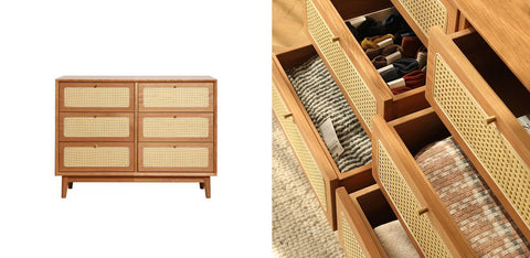 Vivian Cabinet, Rattan & Wood