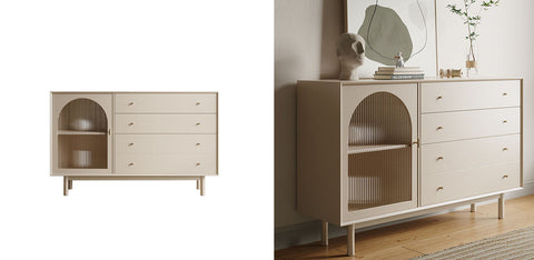 Meerveil Sideboard, One Glass Door With Four Drawers