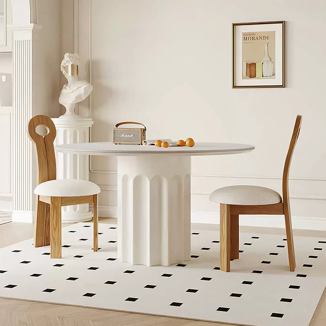 Heman Round Dining Table, White & Cream