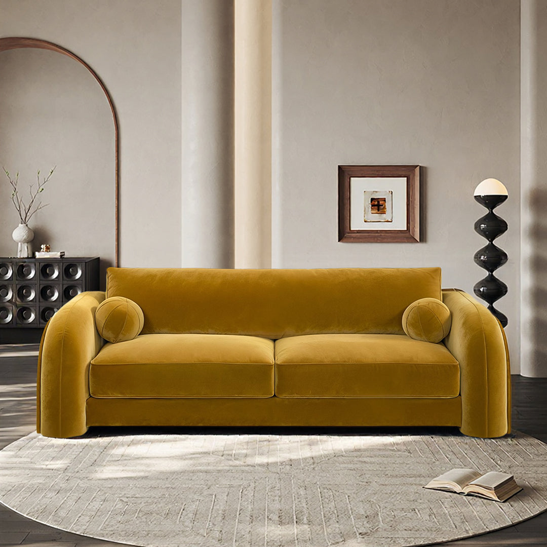 Afolabi Curved Two Seater Sofa, Velvet