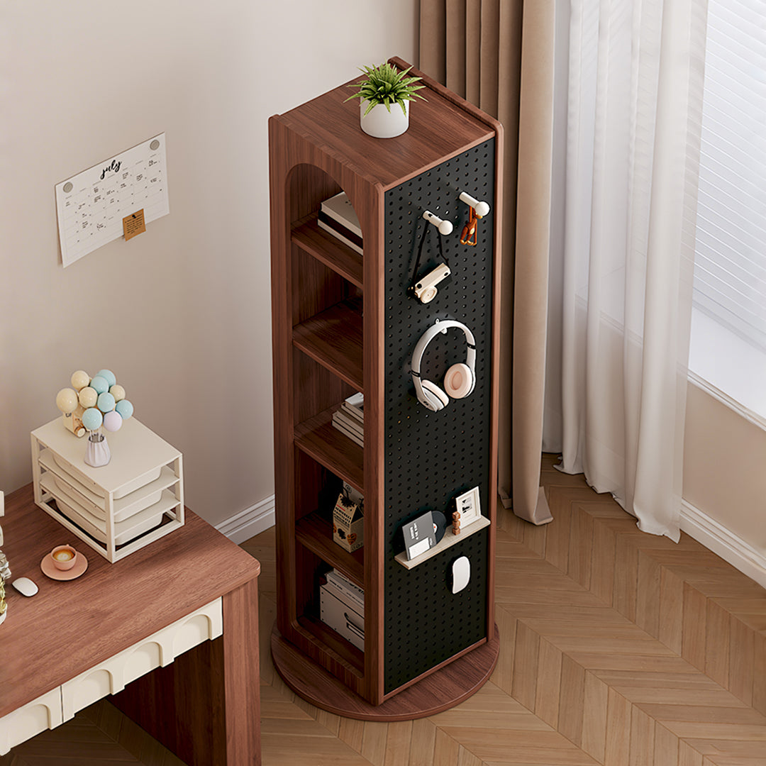 Correa Rotating Bookshelf, Freestanding Shelving Unit With Full Length Mirror