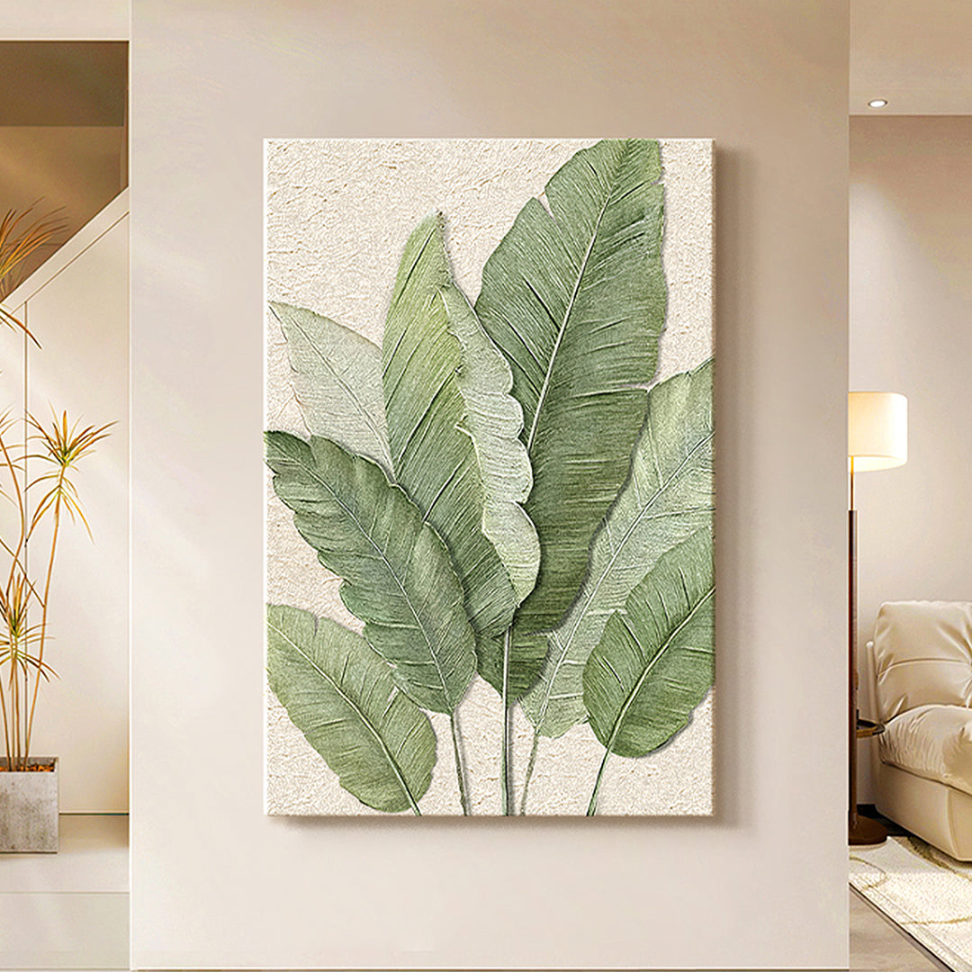 Green Leaves Framed Wall Art Print Multiple Size