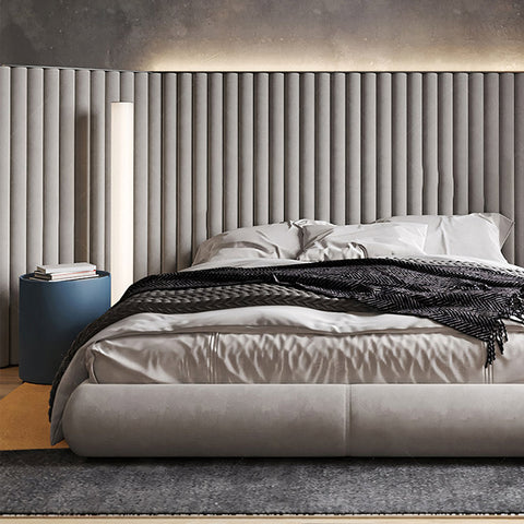 Soren King Size Bed, Super King Size, No Storage, Grey