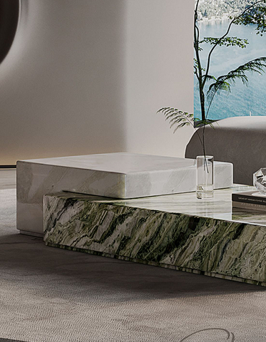 Giuli Marble Coffee Table Set, Stone