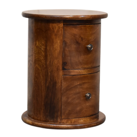 Artisan Furniture Solid Mango Wood Mini Chestnut 2 Drawer Drum Chest