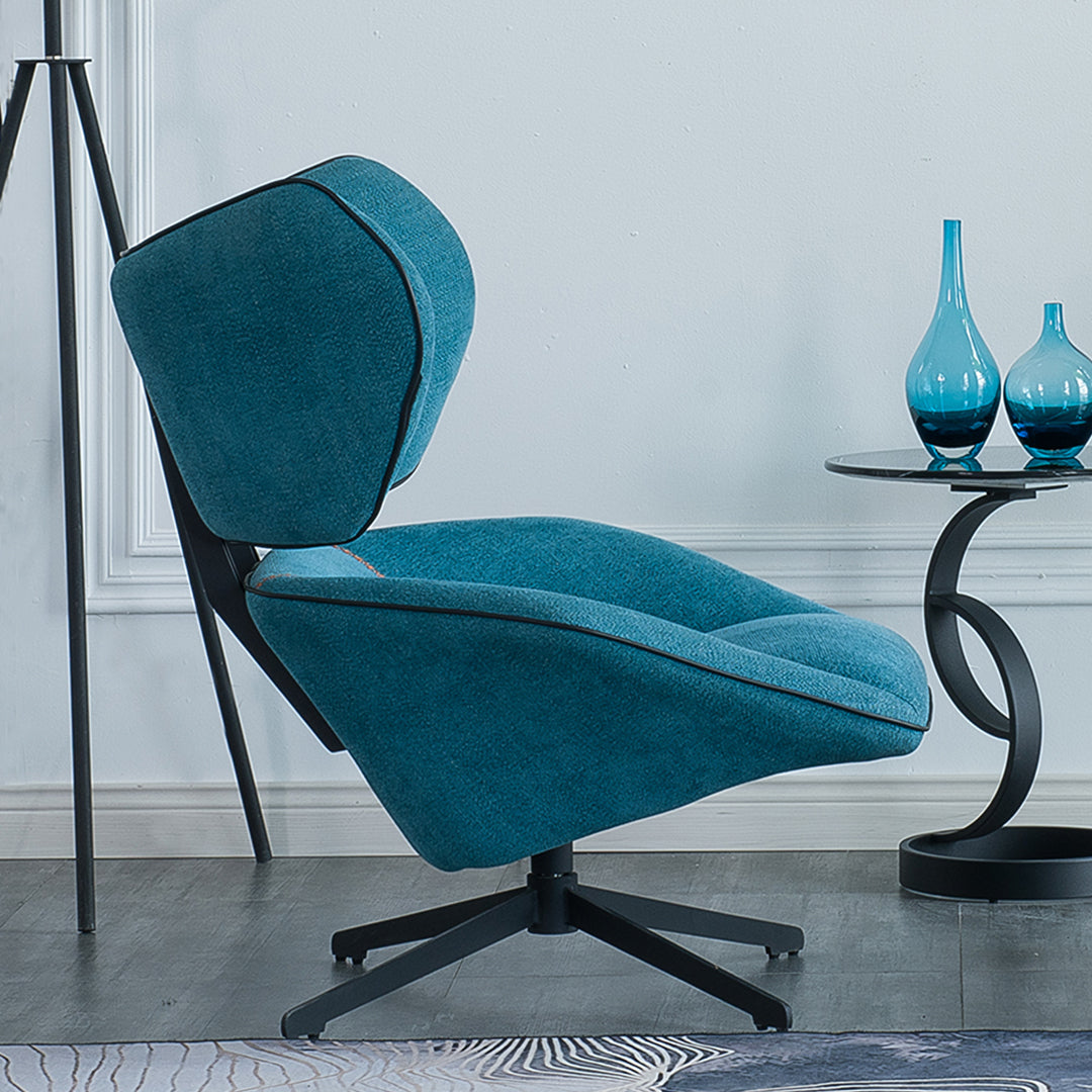 Gallo Swivel Lounge Chair With Footstool, Blue