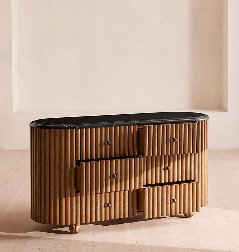 Ava Marble Hallway Sideboard, Solid Wood