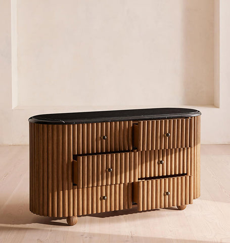 Ava Marble Hallway Sideboard, Solid Wood