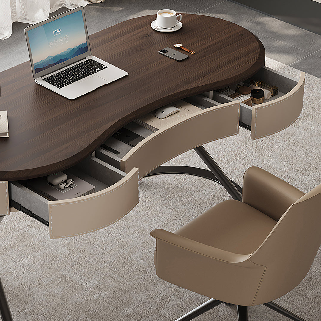 Saanvi Modern Office Desk For Home, Curved Office Desk