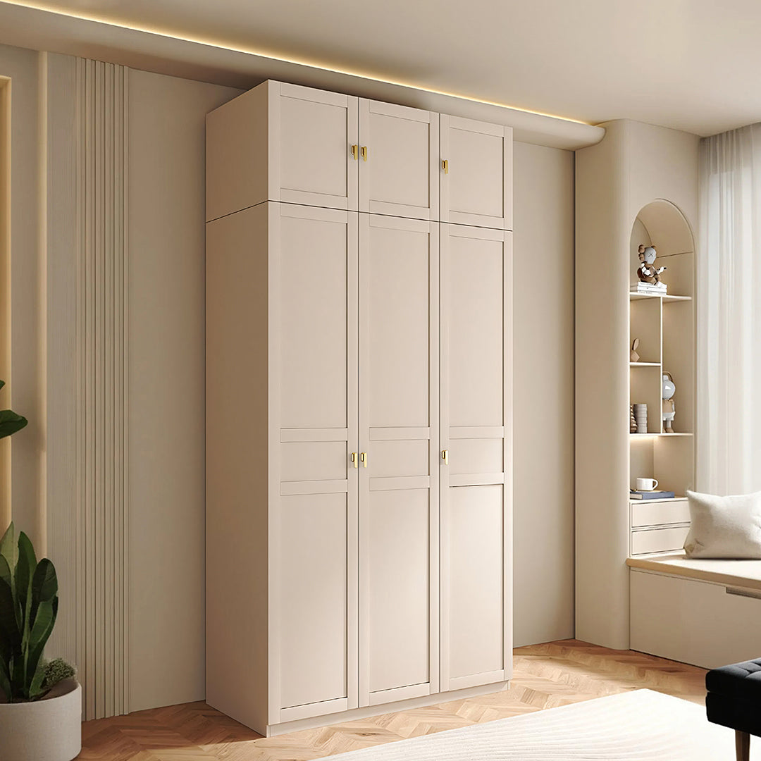 Leclerc Tall Wooden Wardrobe, Cream