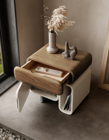 Violeta Modern Bedside Table, Solid Wood