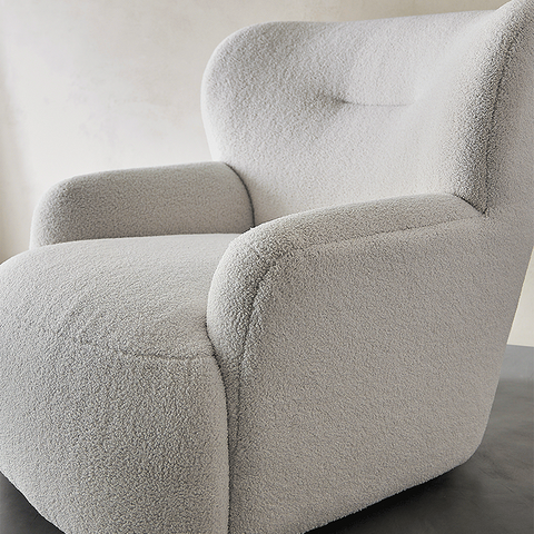 Carmen Armchair With Footstool, White Boucle