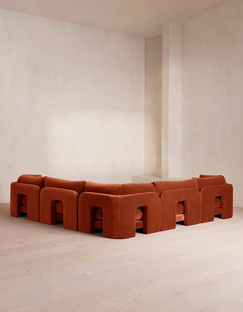 Laird L Shape Four Seater Sofa, Modular Corner Sofa, Velvet