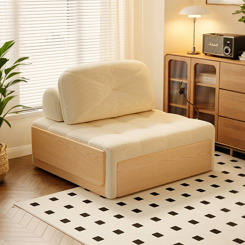 Makhmud Single Seater Sofa Bed With Foldable Side Table & Phone Holder, Corduroy