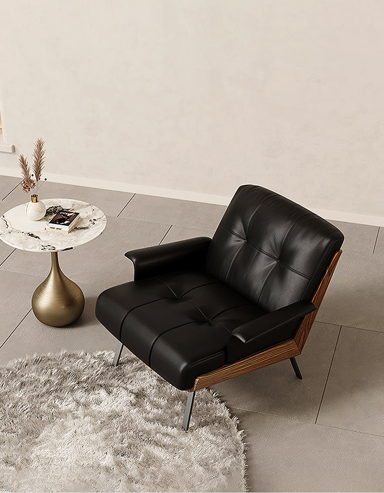Vasilev Armchair, Leather Lounge Chair, W/O Armrests