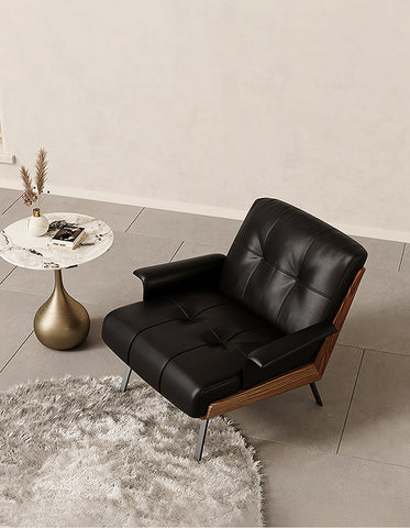 Vasilev Armchair, Leather Lounge Chair, W/O Armrests