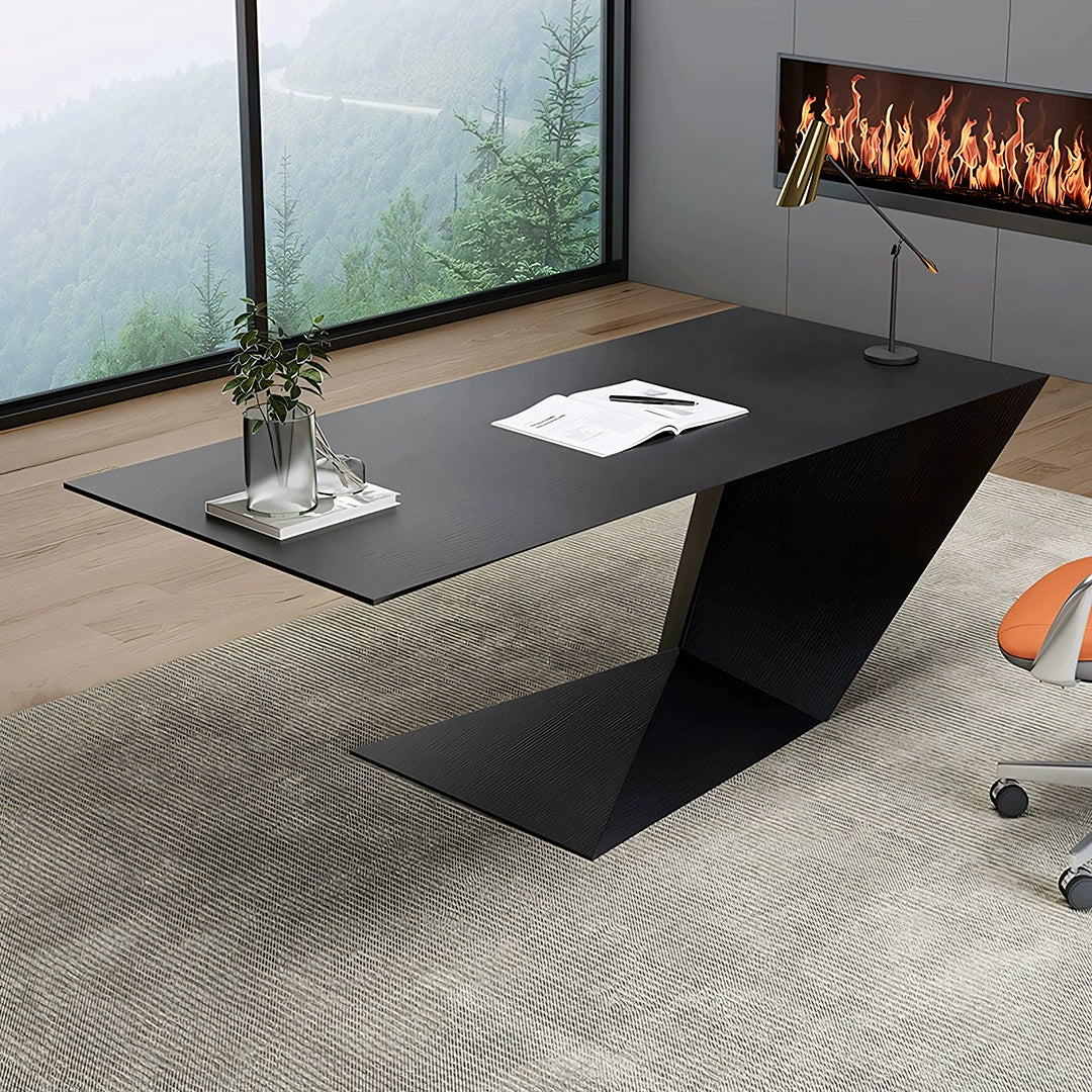 Tariq Modern Office Desk For Home, Black Wood
