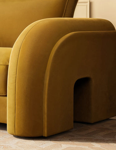 Voss Curved Two Seater Sofa, Velvet