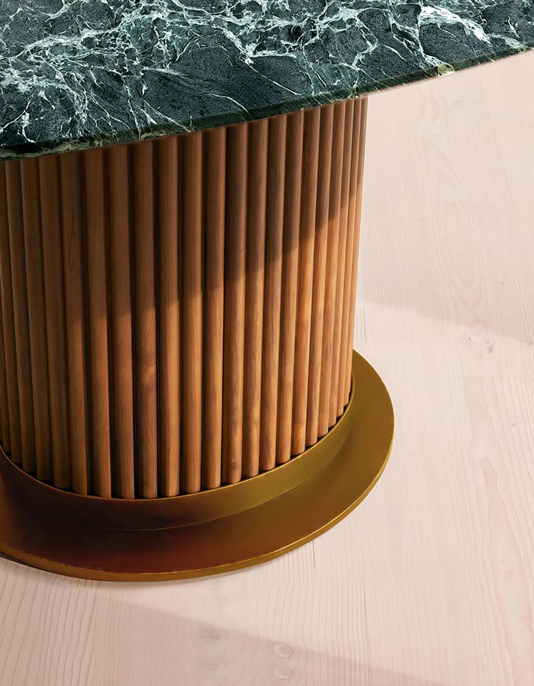 Murcell Oval Dining Table, Lara Green Marble