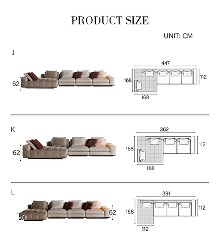 Santos L Shape Sofa, Three Seater Sofa, Nappa Real Leather