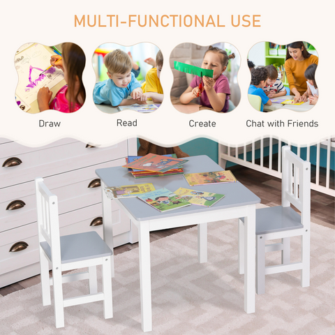 Kids Table and 2 Chairs Set 3 Pieces Toddler Multi-usage Desk Indoor HOMCOM