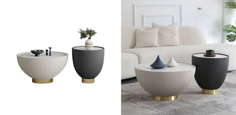 Theo Coffee Table Set, White & Black