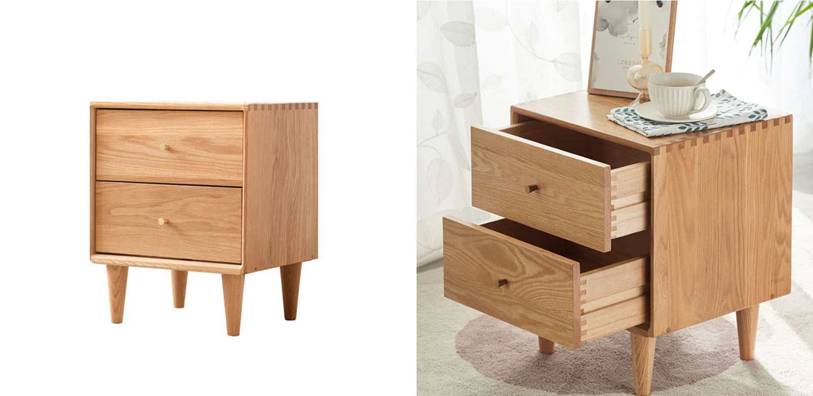 Waktravel Bedside Table, Solid Wood