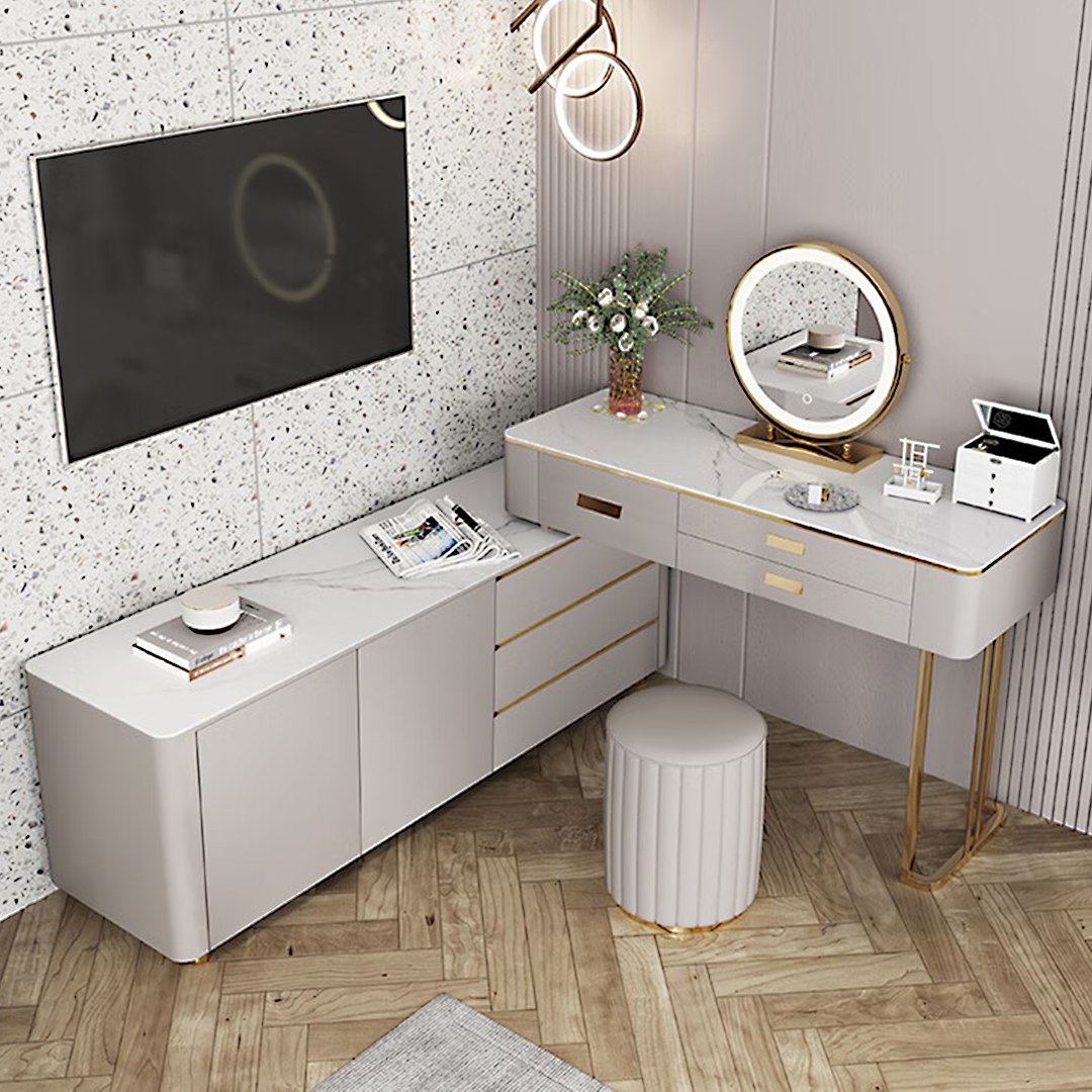Haggith Corner Dressing Table With Sideboard