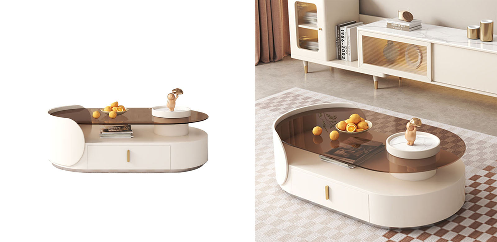 Cecil Oval Coffee Table, Living Room Table