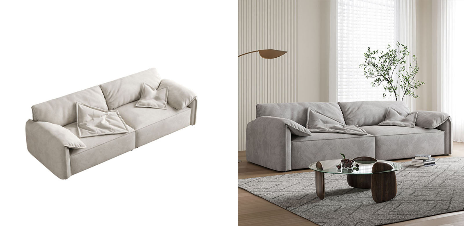 Calista Two Seater Sofa, Suede