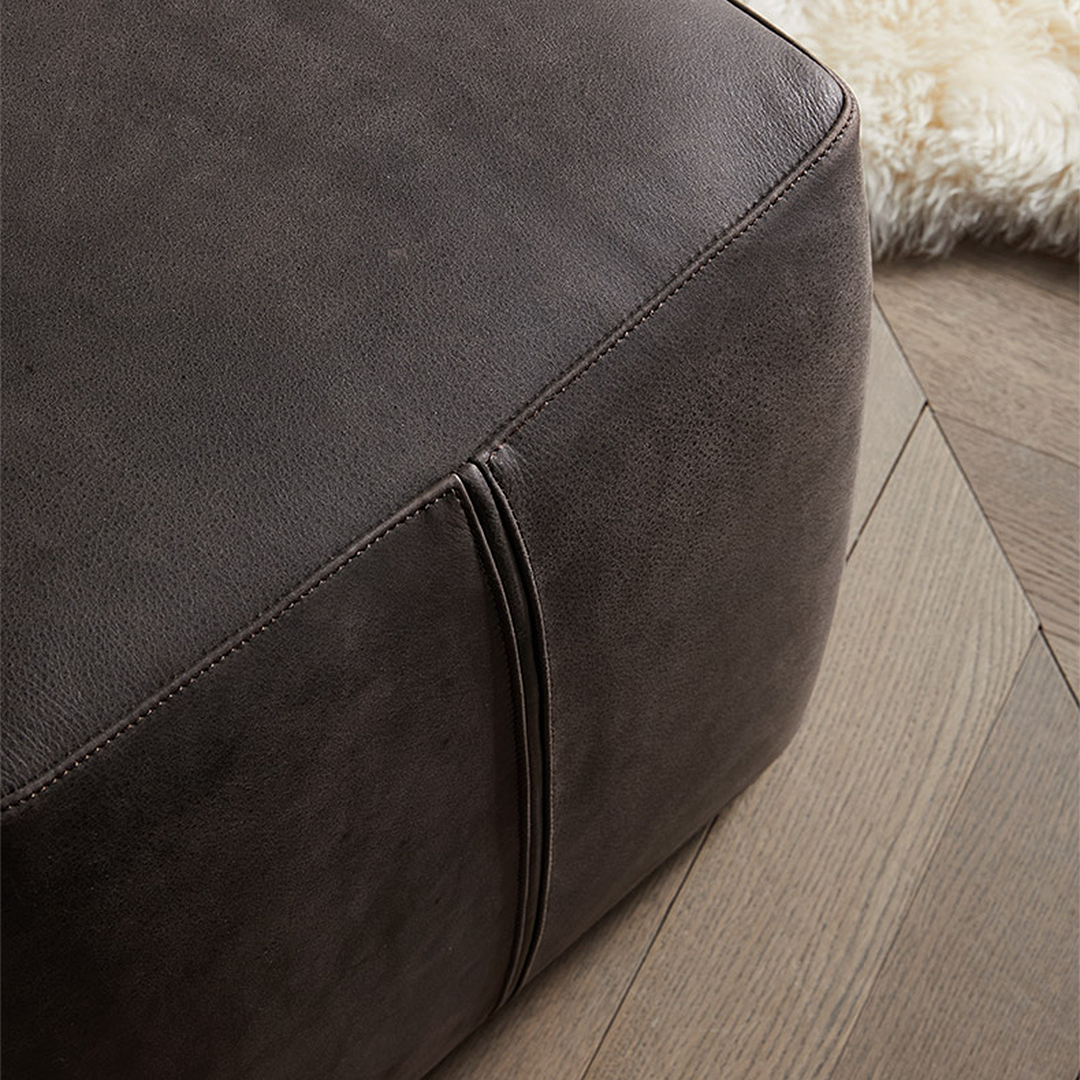 Rajiv Square Footstool, Real Leather
