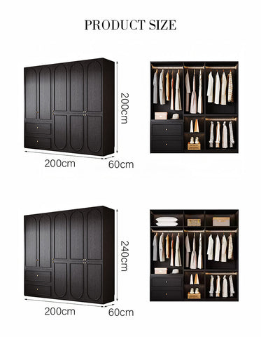 Novak Large Wardrobe, 2 Door Wardrobe, More Sizes, Black