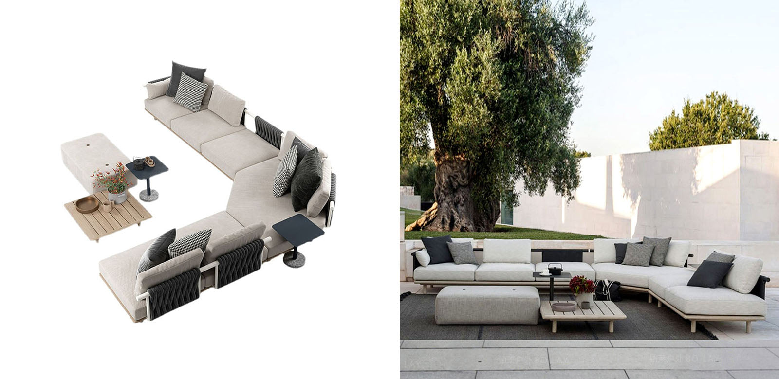 Phyllis Rattan Outdoor Sofa Set, Two Seater Sofa, Outdoor Furniture, Grey
