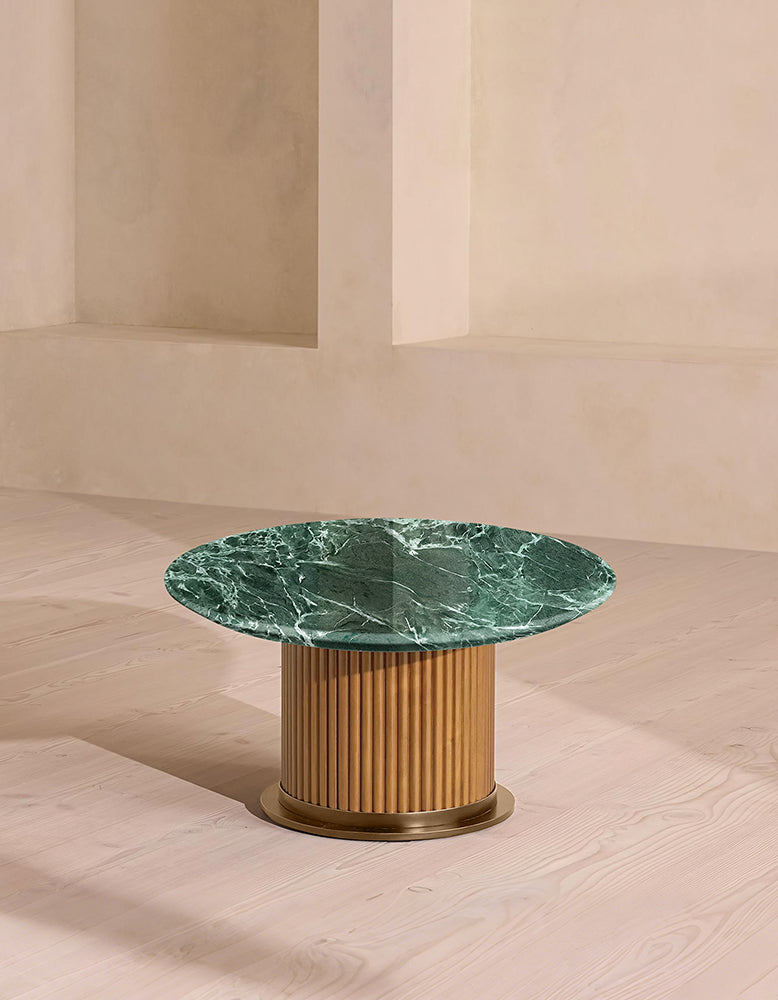 Murcell Oval Accent Coffee Table, Brazilian Green Marble