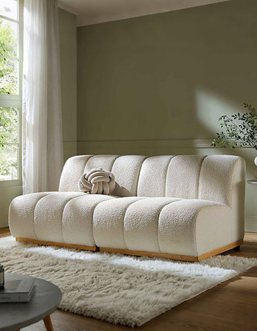 Yilmaz Modular Sofa, Armless Sofa, White Boucle