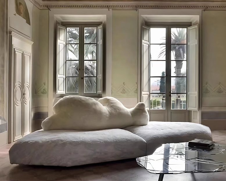 White Bear Cozy Sofa, Four Seater Sofa, Corduroy