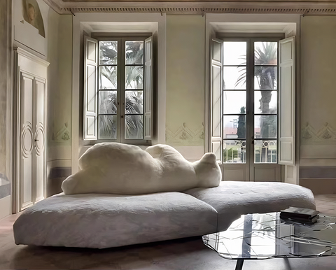 White Bear Cozy Sofa, Four Seater Sofa, Corduroy